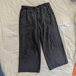 Silk noil wide leg pants in washed black / Eileen Fisher XS